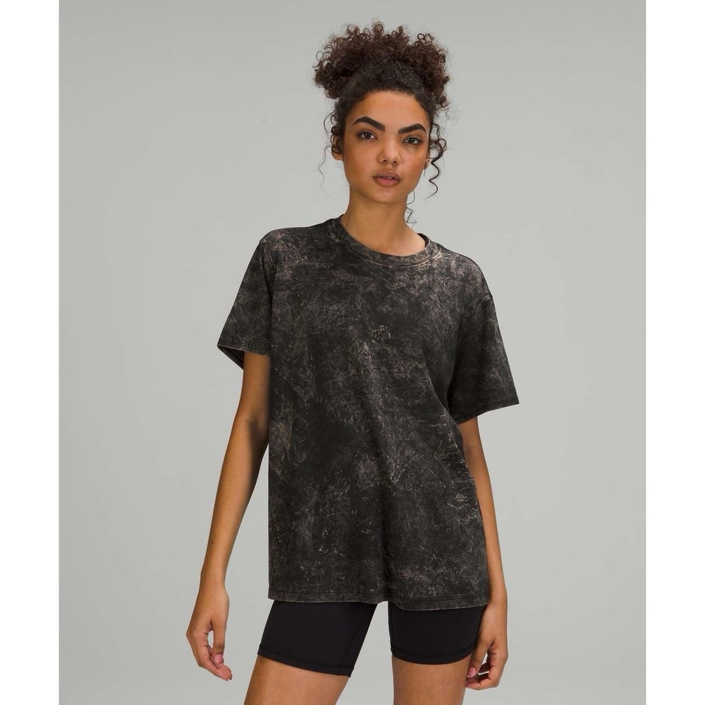 Lululemon All Yours Tee Shirt Vitasea Womens 4 Cloudy Wash Black Performance Gym